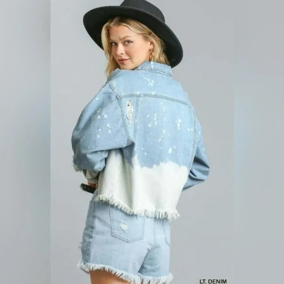 Umgee Jackets & Blazers - Umgee Denim Bleach Distressed Jean Jacket NWOT LARGE